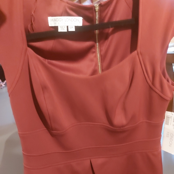 Maggy London Petites NEW Red Chianti Wine Peplum Short Cap Sleeve Dress, 12P - Picture 5 of 5